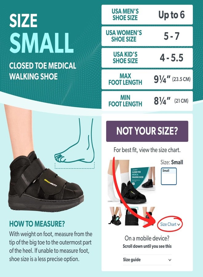 BraceAbility Closed Toe Medical Walking Shoe - Lightweight Broken Toe Cast Boot, Fractured Foot Brace for Metatarsal Stress Fracture, Post-op Bunion, Hammertoe Surgery Recovery - For Men or Women (S) - Image 2
